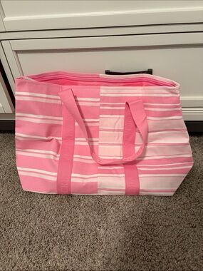 NWT Victoria's Secret Pink & White Striped Canvas Tote